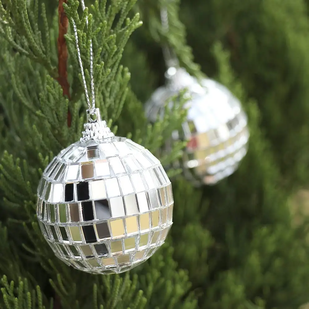 

2023 Christmas Silver Disco Mirror Ball for Party Decoration, Christmas Tree Wedding Birthday Party Hanging Ornaments