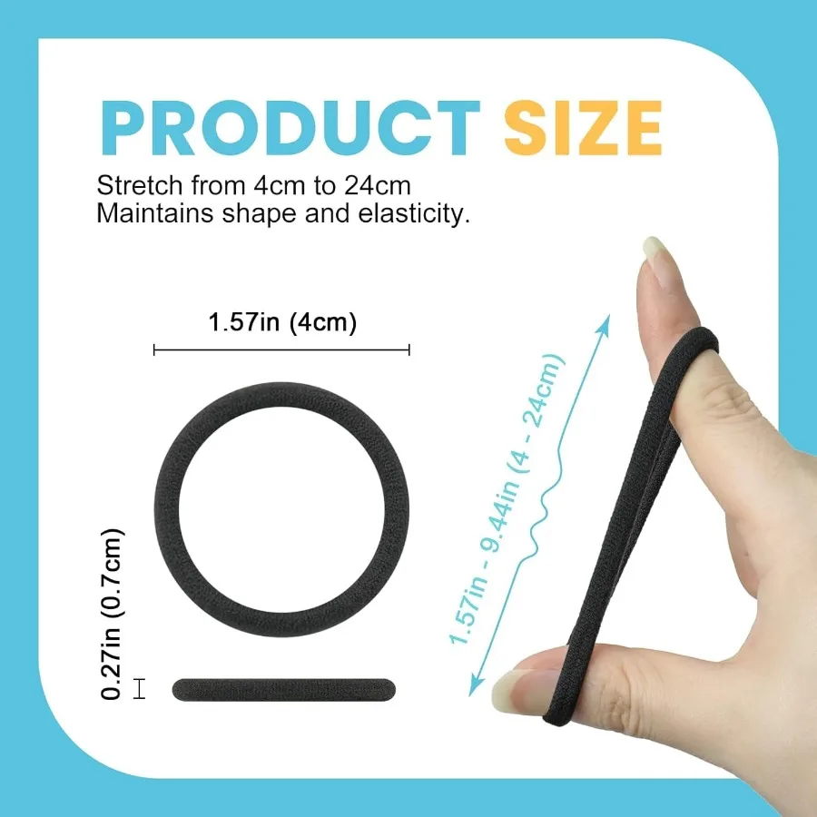 ربطات شعر سلسة من نسيج القماش الناعم أربطة سوداء للنساء والفتيات حامل ذيل حصان كبير مع 100 قطعة 1.6 بوصة Scrunchies Hea #4