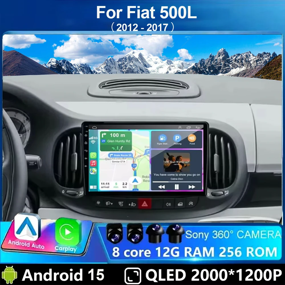 

Android 15 For Fiat 500L 2012 - 2017 Car Radio Multimedia Video Player Navigation GPS Auto Carplay QLED Touch Screen No 2Din DVD
