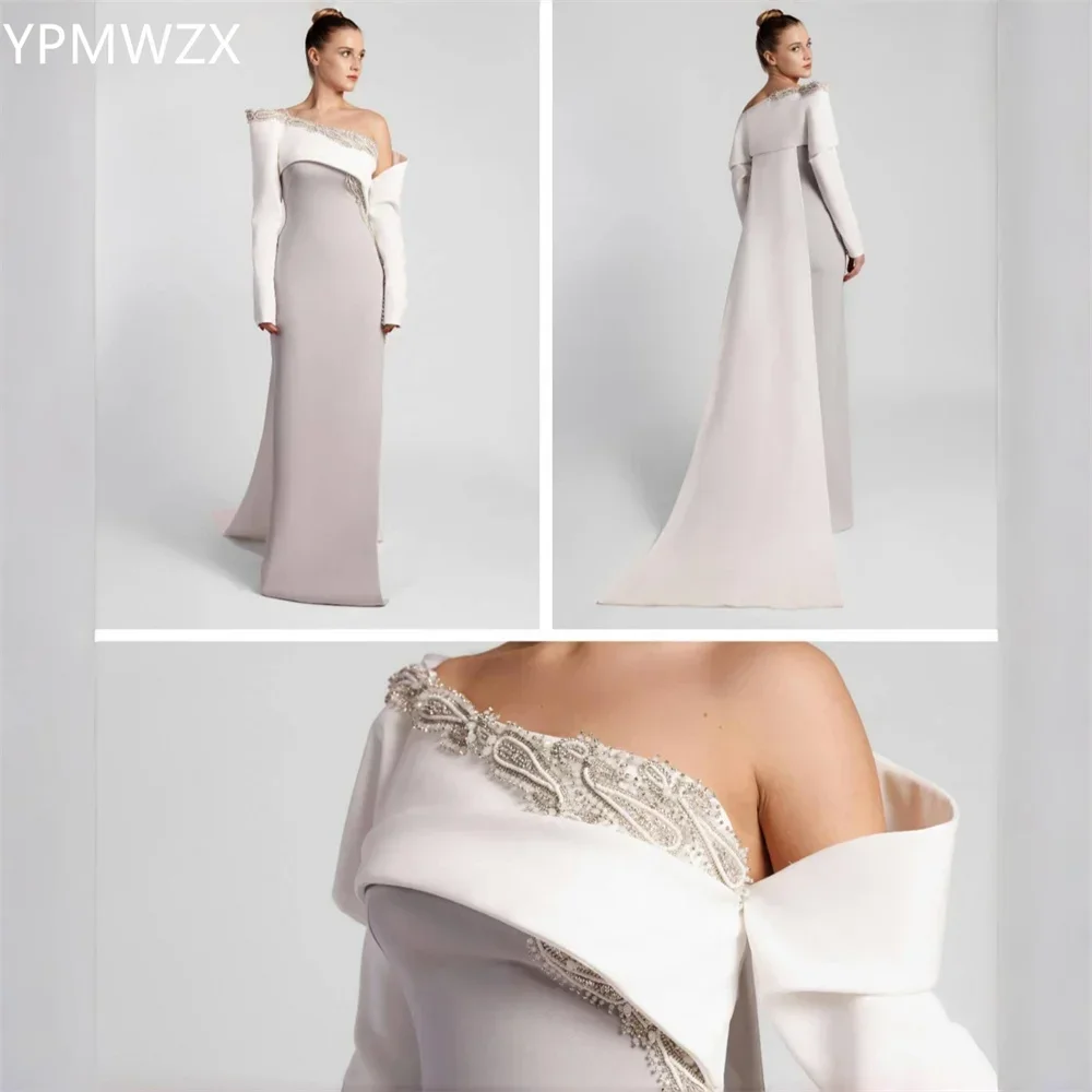 

Customized Prom Gown Formal Women YPMWZX Off-the-shoulder Mermaid Floor Length Skirts Bead Bespoke Occasion Dresses Evening Dres