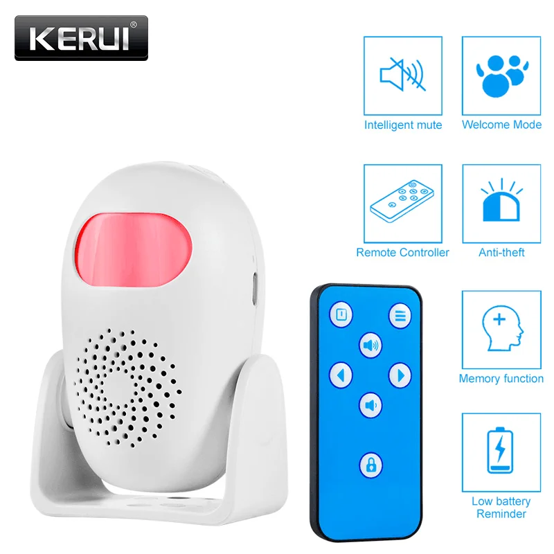 KERUI-PIR Motion Detector, Alarme De Segurança, Sensor De Movimento Anti-Roubo, Smart Welcome Doorbell, Detector De Corpo Humano