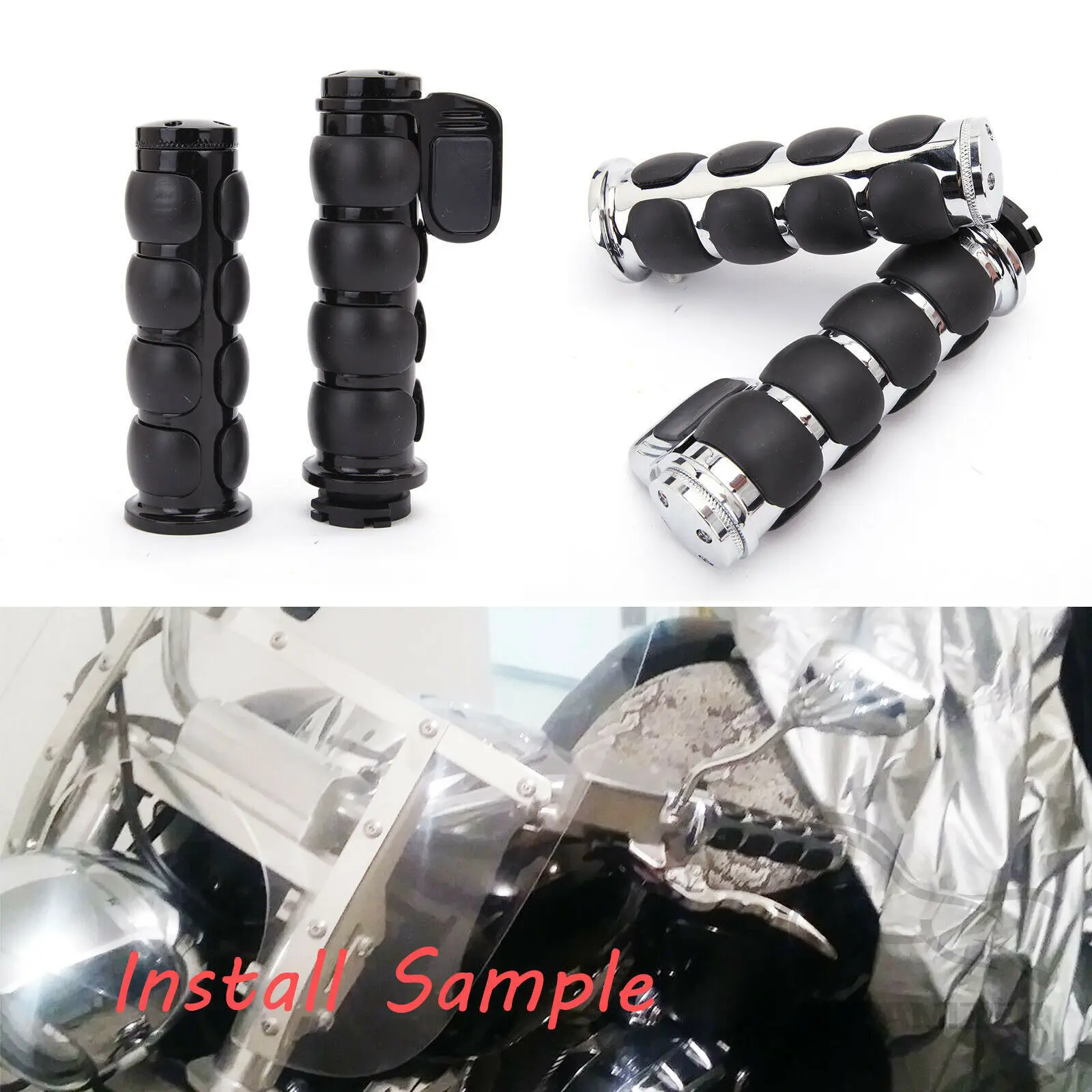 

1" or 7/8'' 25mm 4-Ring Air Cushioned Hand Grips For Harley Honda Kawasaki Suzuki Yamaha Bikes Cruiser Chopper Custom