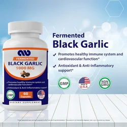 Vitamin Fermented Black Garlic Extract 1000mg 60pcs - Non GMO, Gluten Free - Antioxidant and Cholesterol Support