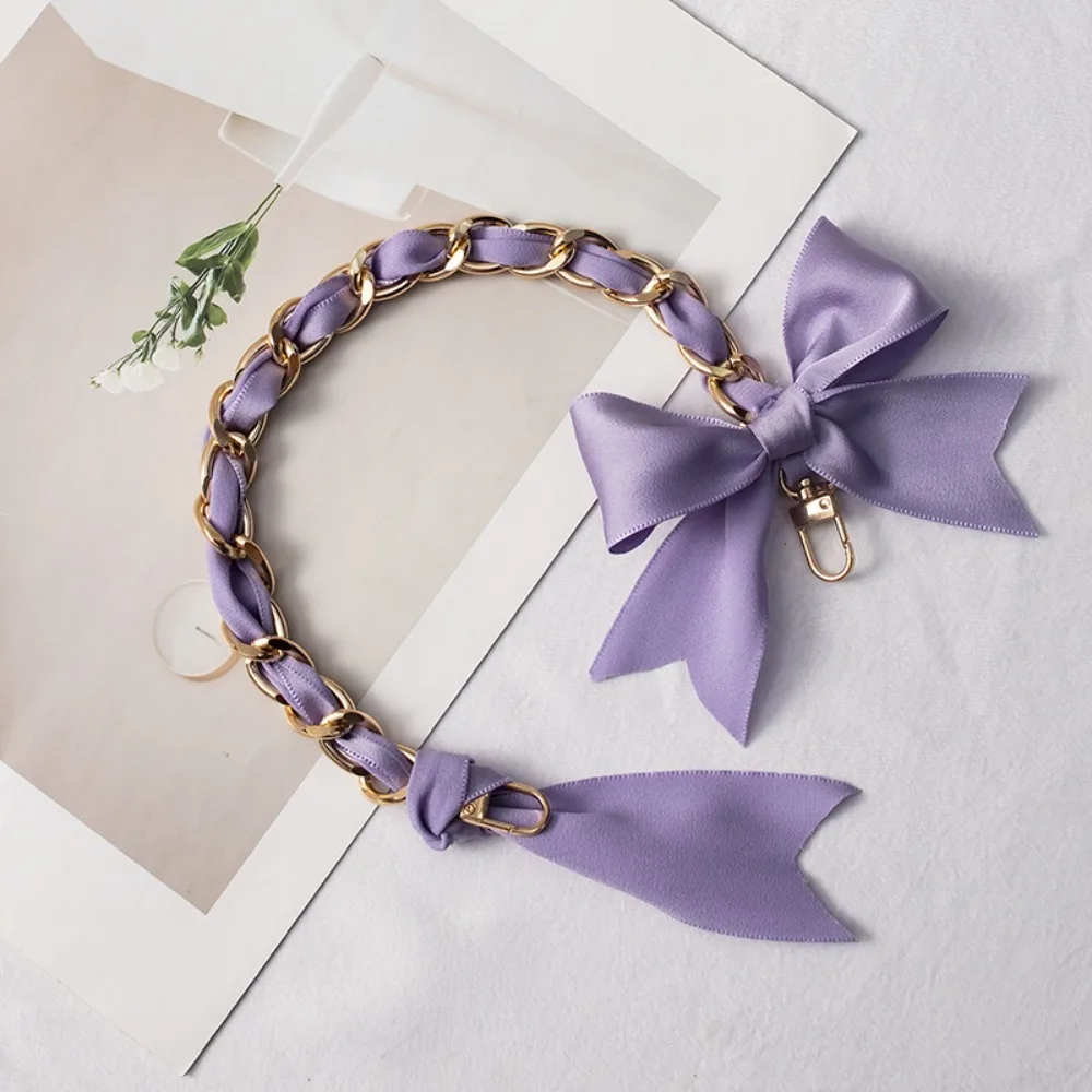 

Bag Accessories Metal Bag Decorative Chain Pure Color Butterfly Knot Silk Scarf Decorative Chain DIY Handbags Handbag Chain Bag