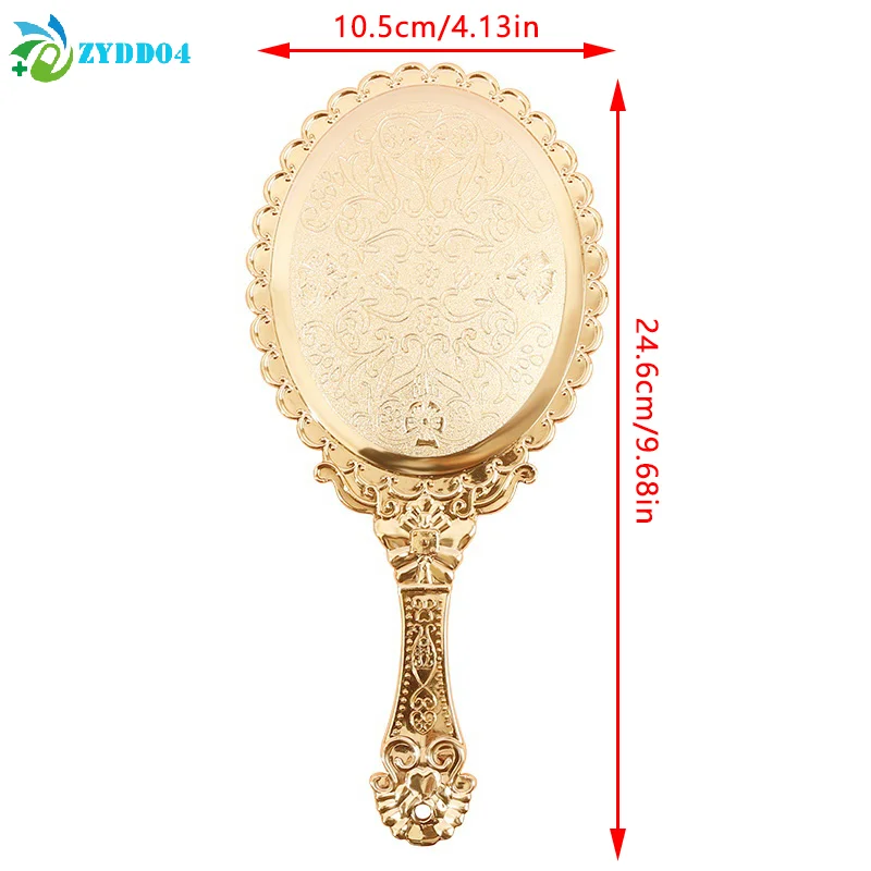 ● 1 قطعة اليد عقد مرآة ماكياج خمر البيضاوي مرآة مستديرة استعادة نوبل المحمولة الطرق القديمة المحكمة مرآة الجمال أداة #6