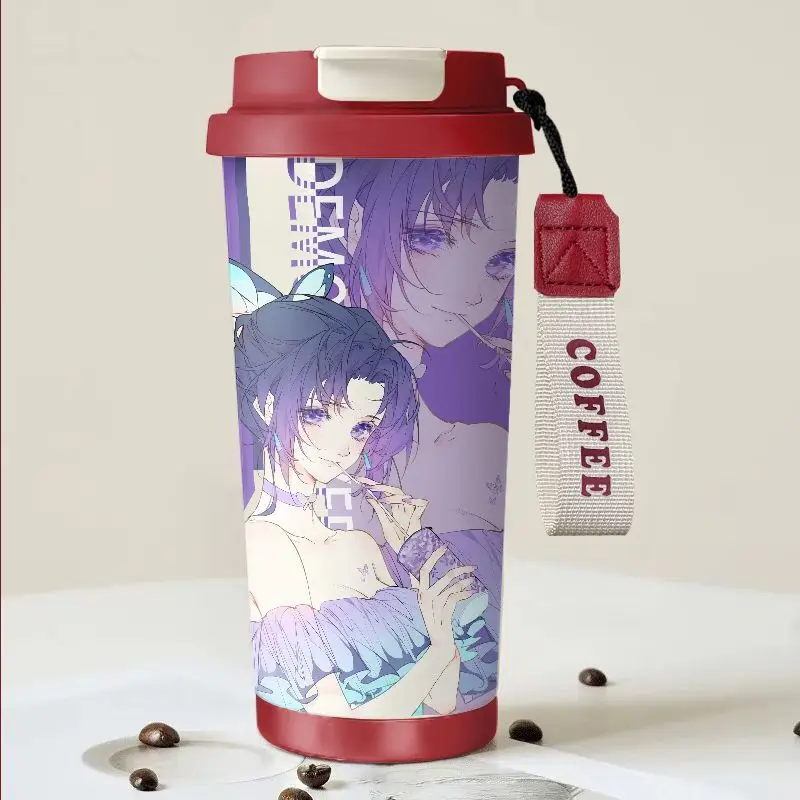 Demon Slayer Mitsuri Kanroji & Shinobu Koyuki Anime Tweedimensionale Cartoon Gedrukt Rvs Stro Cup Dubbele Drink Cup