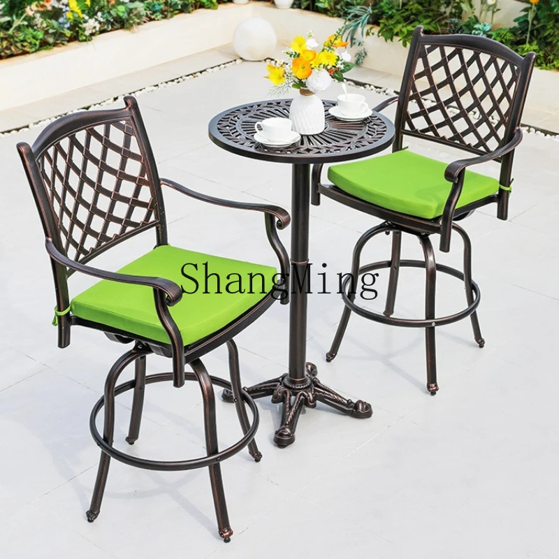 

SM outdoor table and chair bar outdoor commercial street milk tea shop hotel open-air cast aluminum table and chairs