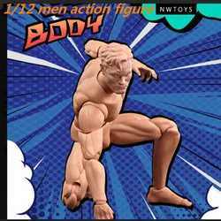 Nwtoys Nw02 1/12 Male Soldier Body Medium Muscle Super Flexible Joint Body With Replaceable Black Boots 16.6Cm 6