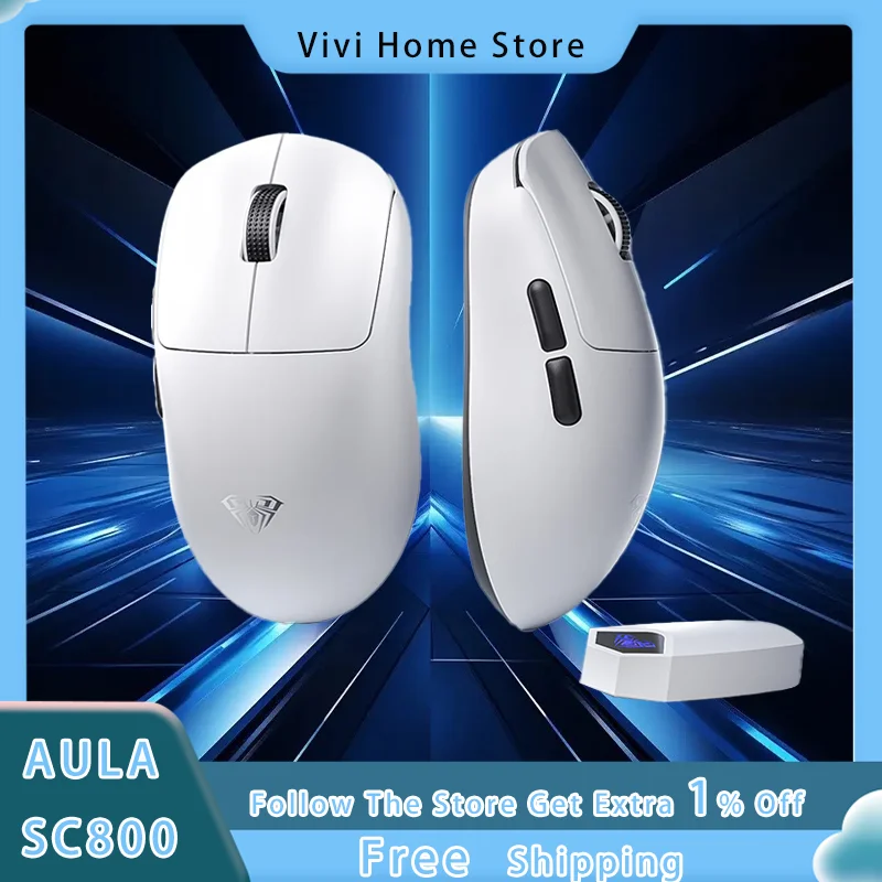 

Игровая мышь AULA SC800, двойной режим, проводная/беспроводная, датчик PAW3395, легкая, 37 г, игровая мышь на заказ, аксессуары для ПК