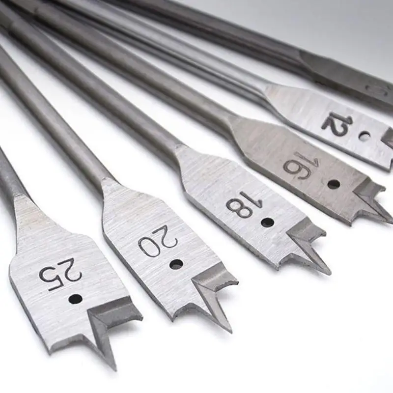 

652F 6 шт. плоское сверло из высокоуглеродистой стали, набор плоских сверл по дереву, деревообрабатывающие лопаты, аксессуары