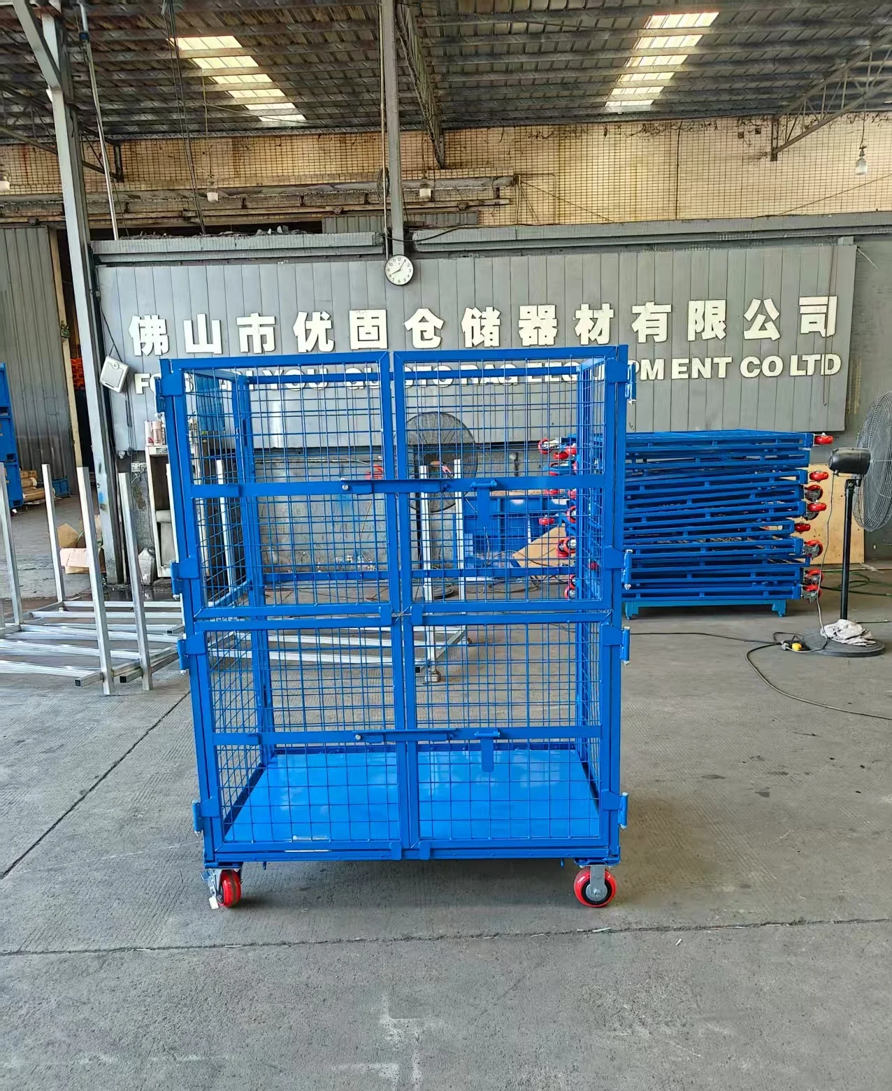 Collapsible 2 Tier Metal Trolley Cage Storage Container With Shelves For Warehouse Warehousing Handling view 4