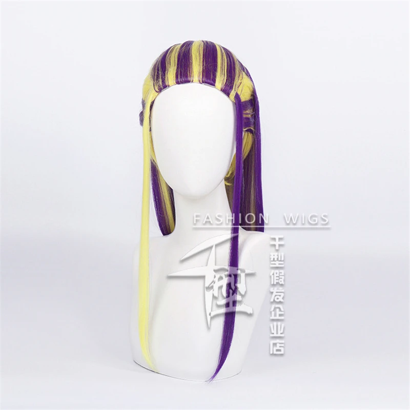 Cos Gift 70cm Anime Tokyo Revengers Wakasa Imaushi Wig Cosplay Wigs Playing Yellow Purple Mixed Hair Halloween 1:1 Wigs Cap