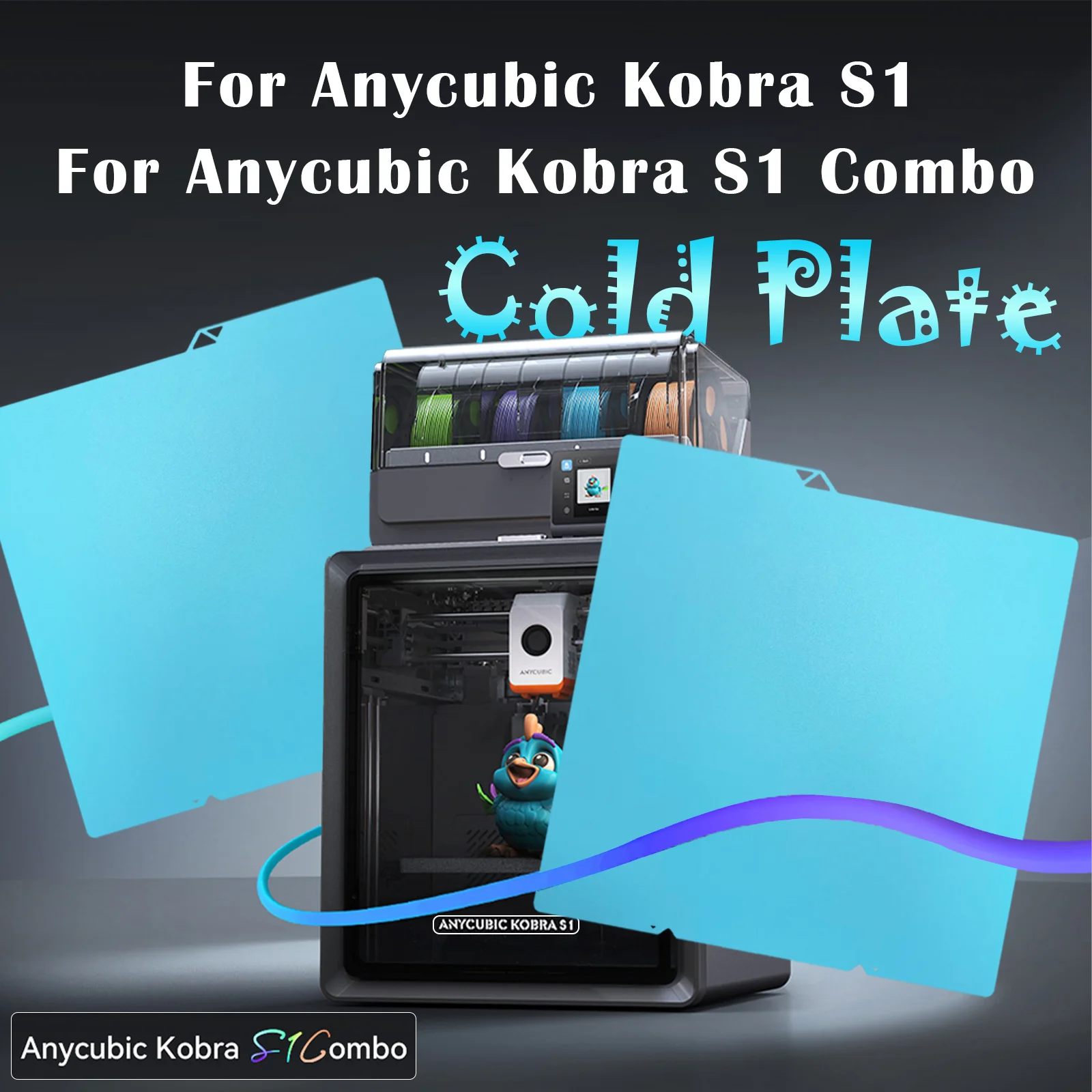 

Kobra S1 Холодная конструкция 264x276 мм Двусторонняя печатная пластина с подогревом для кровати Glacier для комбинированных 3D-принтеров ANYCUBIC Kobra S1/Kobra 3