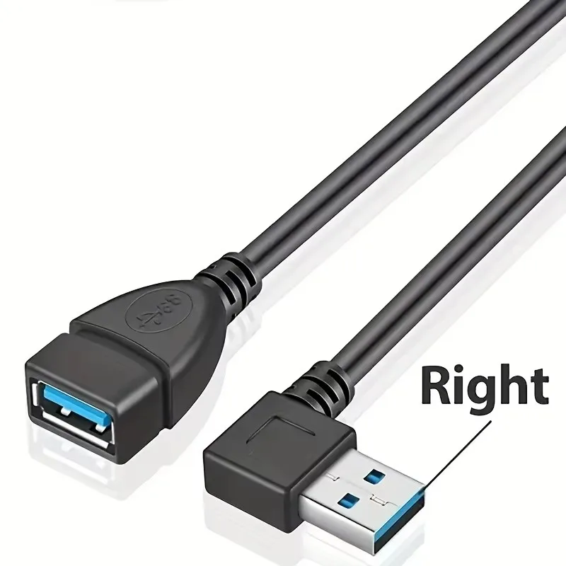 High-Speed USB 3.0 Right Angle Extension Cable 90° Adapter for PC Laptop Phone - Fast Charging Multi-Port Tech Accessories
