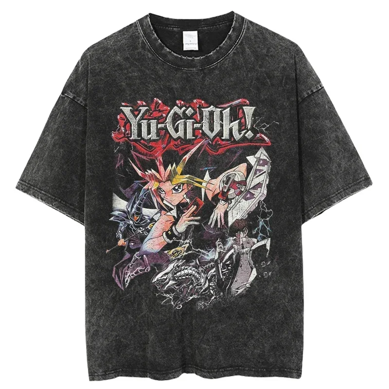 

Punk Japanese Anime Yu Gi Oh Print T Shirt Men Women Oversized T Shirt Crew Neck Tees Men's Harajuku Vintage T-shirt