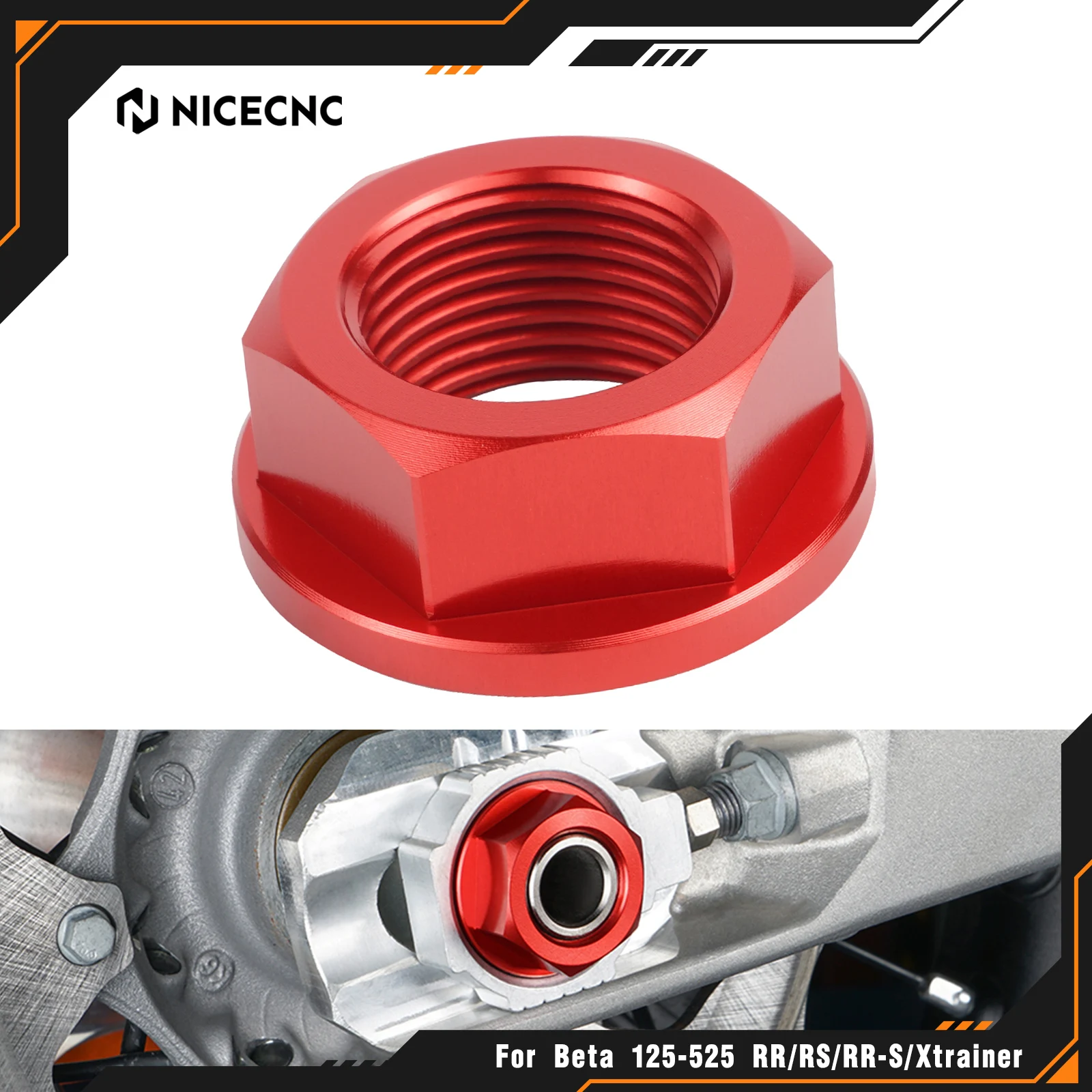 

NICECNC For BETA Xtrainer 300 2015-2022 RR300 RR250 RR390 RR430 RR480 RR-S 500 350 390 430 2015-2024 RR450 10-2014 Rear Axle Nut