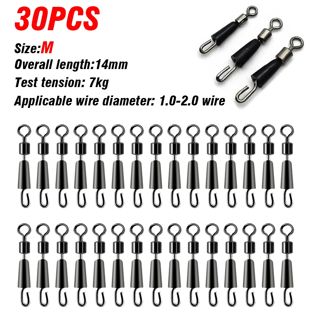 30/50Pcs Angeln Lager Wirbel Kugellager Wirbel Solide Ringe Stecker Schnell Schnelle Link Locken Linie Spin Snap Tackle stecker