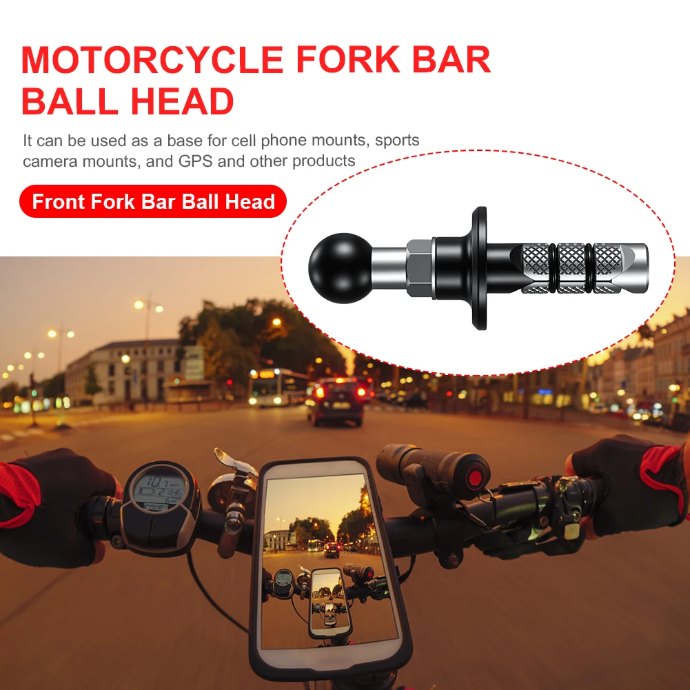 Ball Mount Adapter Aluminum Alloy Mobile Phone Holder Motorcycle Fork Stem Mount Front Fork Bar Ball Head Motorbike Accessories