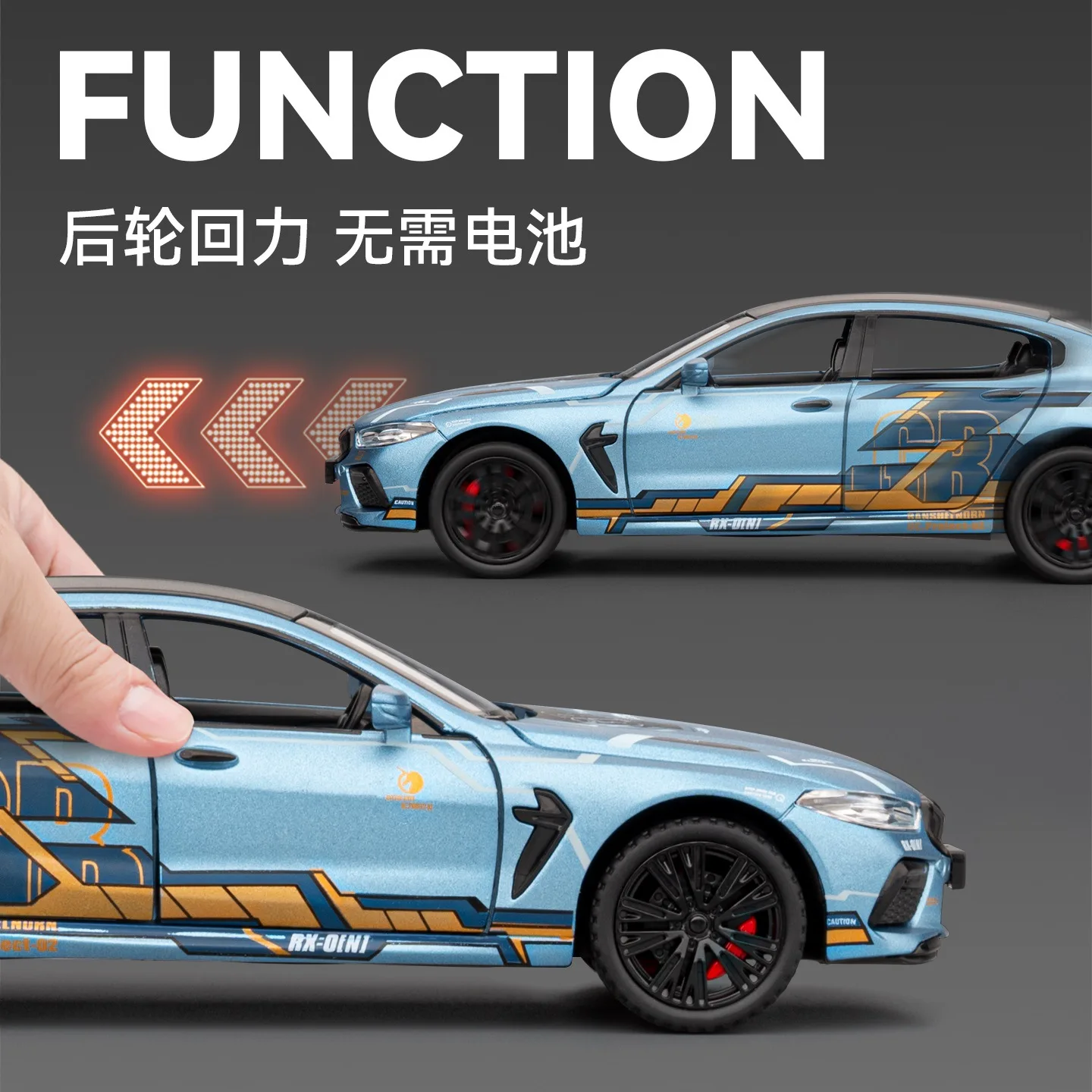 1:32M8 محاكاة سبيكة نموذج سيارة كلاسيكية الأطفال الصوت والضوء التراجع سيارات لعبة بالجملة