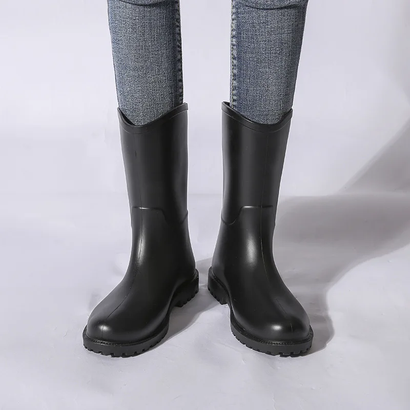 Women's Mid-tube Rain Boots Anti-slip Waterproof Wear-resistant Small Riding Boots Beautiful Rain Shoes Casual Water Boots