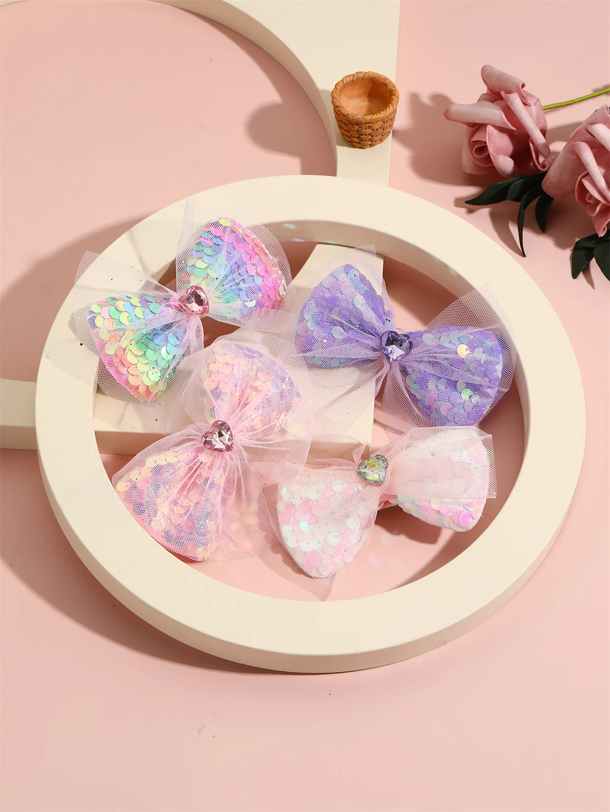 1PCS Glitter Heart Hair Bows for Girls - Sweet Colorful Toddler Hair Barrettes, Baby & Teen Party Hairpins Hair Accessories