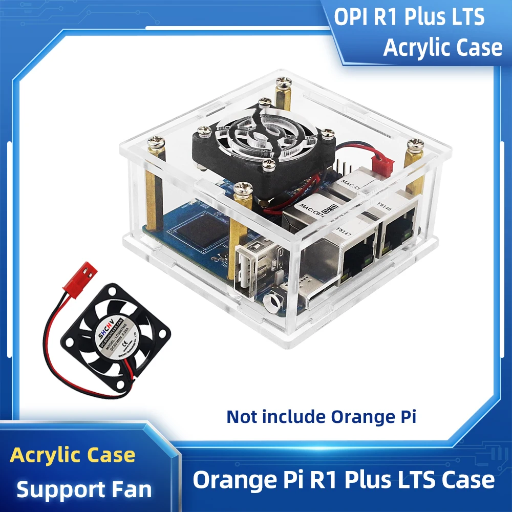 

Orange Pi R1 Plus LTS Acrylic Case Transparent Shell Protection Box Optional Cooling Fan Heatink for OPI R1 Plus LTS Board