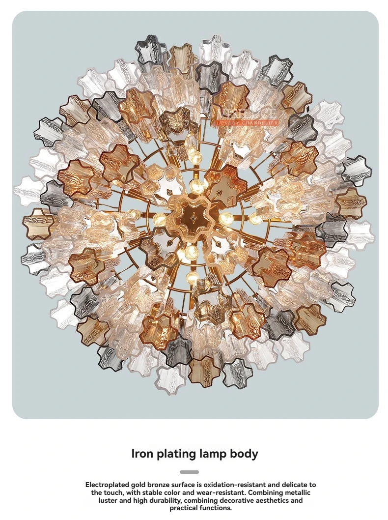 ثريا زجاجية مورانو مستديرة لتناول الطعام وغرفة المعيشة وغرفة النوم أنبوب زجاجي فرنسي معلق أضواء قلادة للسقف