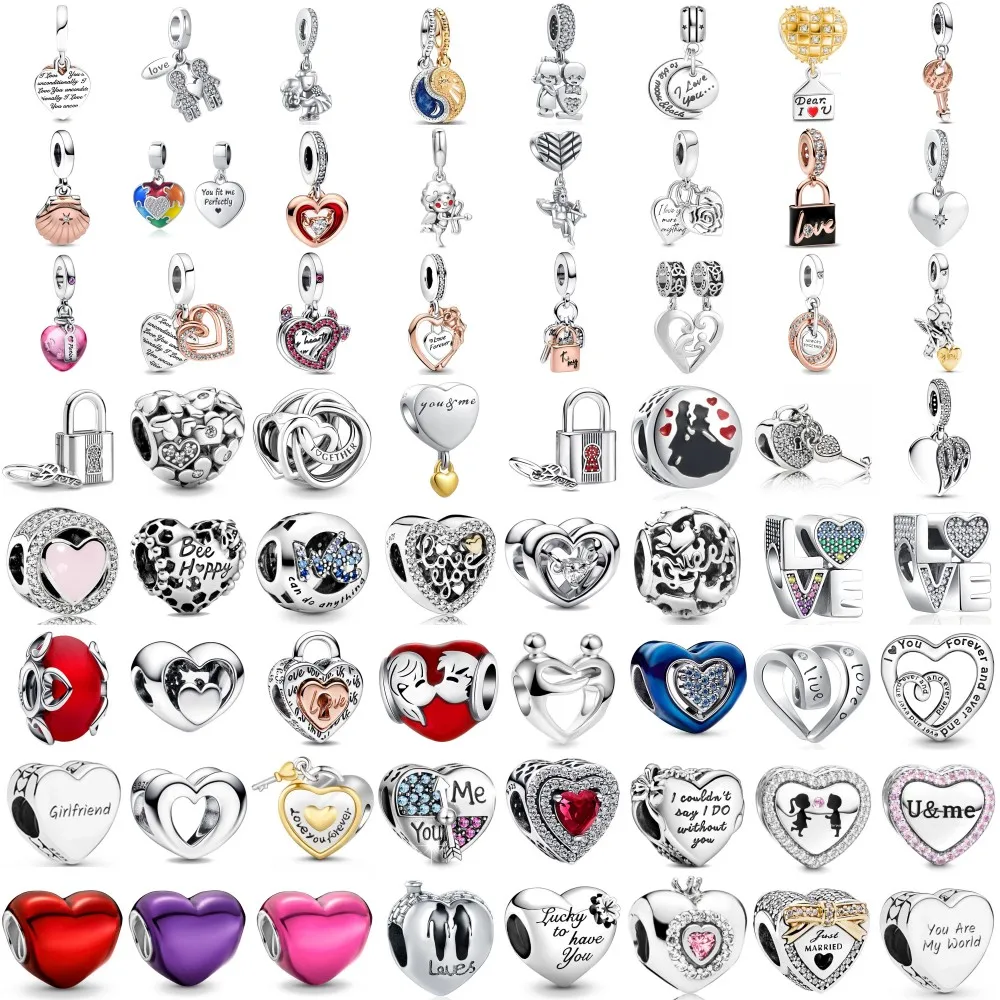 Novo 925 prata para sempre mãe amor coração murano charme talão caber pingente original pulseira berloque diy feminino dia dos namorados jóias