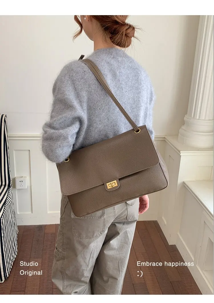 Bolso tipo cubo para mujer, diseño vertical de un solo asa, tapa abatible ancha, diseño sencillo y elegante, adecuado para adultos de 20 a 60 años.