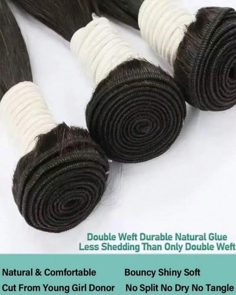 3/4 szt. Długie, proste pasma włosów 14-32 cale, doczepiane włosy naturalnego czarnego koloru, ludzkie włosy w pasmach dla kobiet, naturalny czarny kolor.