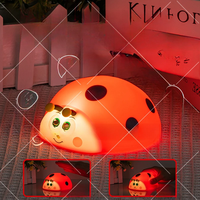 Ladybug Charging Touch Sleep Atmosphere Light Creative Cartoon Silicone Nightlight