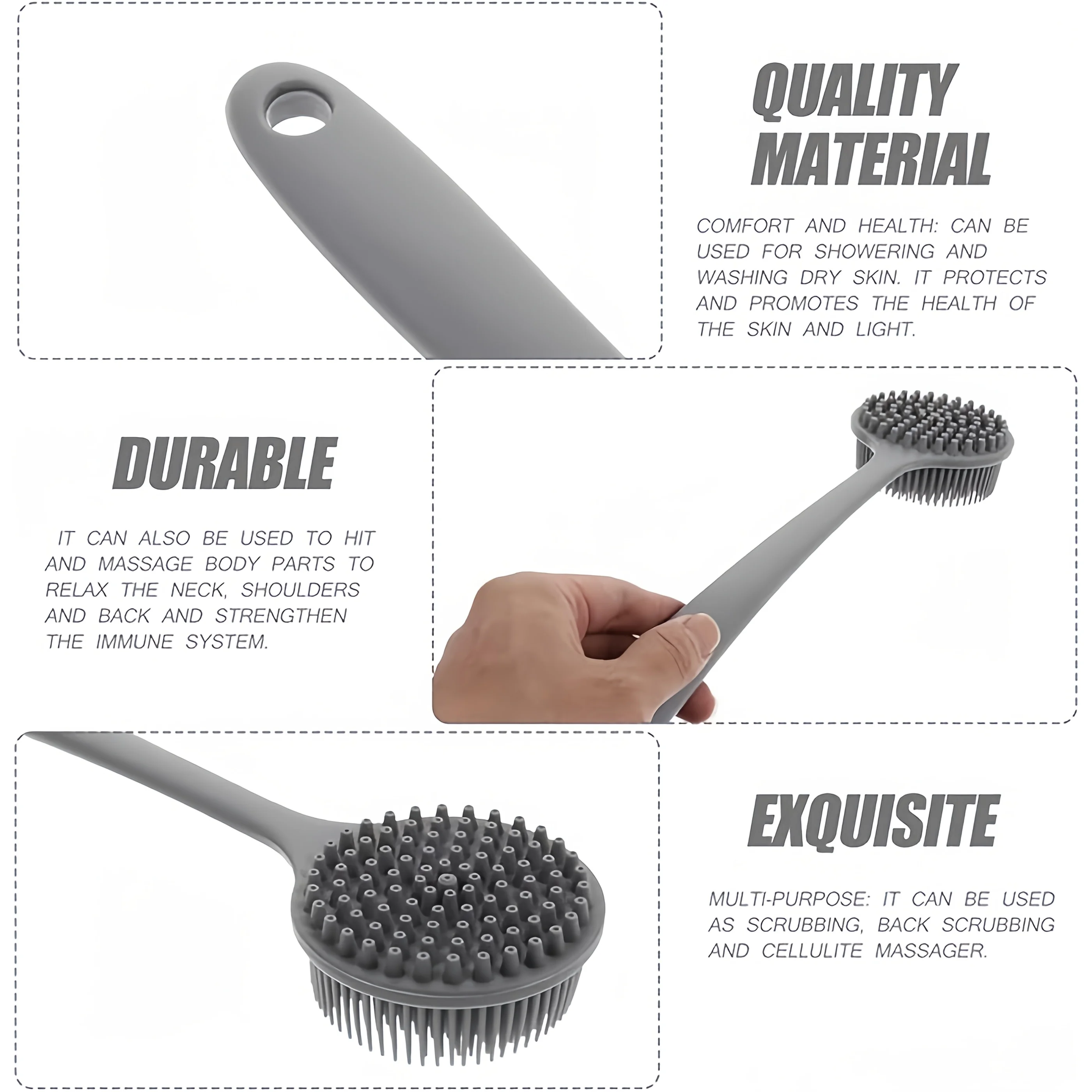 طقم فرش حمام سيليكون رمادي مكون من 4 قطع #5