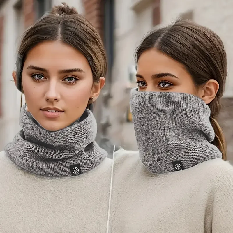 

Soft Knitted Fleece Scarf for Winter Outdoor Sports Unisex Neck Warmer with Cervical Support for Cycling Christmas School Gift ﻿