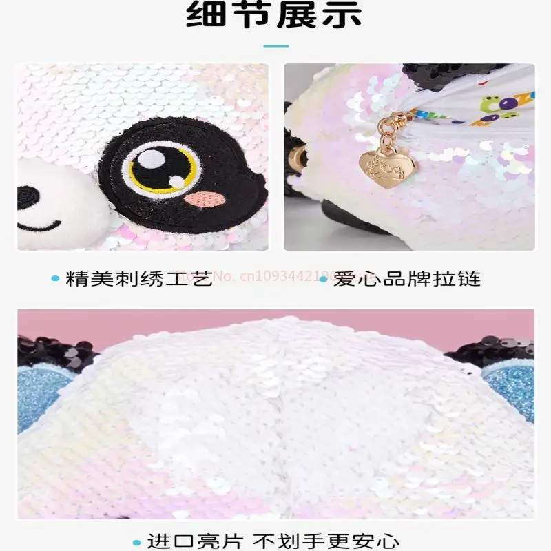 Vente chaude paillettes mignon Panda poupée diagonale sac croisé à la mode jouet poupée cadeau sac à dos cadeau d'anniversaire cadeau de noël en Stock
