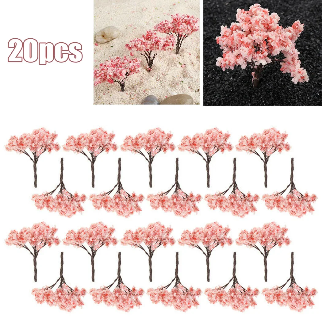 Increase the Beauty of Model Landscape 20 Pieces Sakura Tree Model for Railway and War Game Layout Scene Decoration