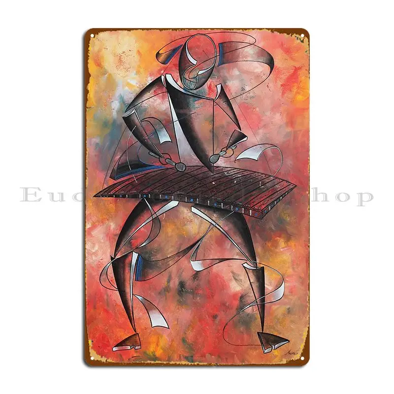 Marimba Instrument Series Metal Plaque Party Wall Pub Painting Wall Decor Print Tin Sign Poster