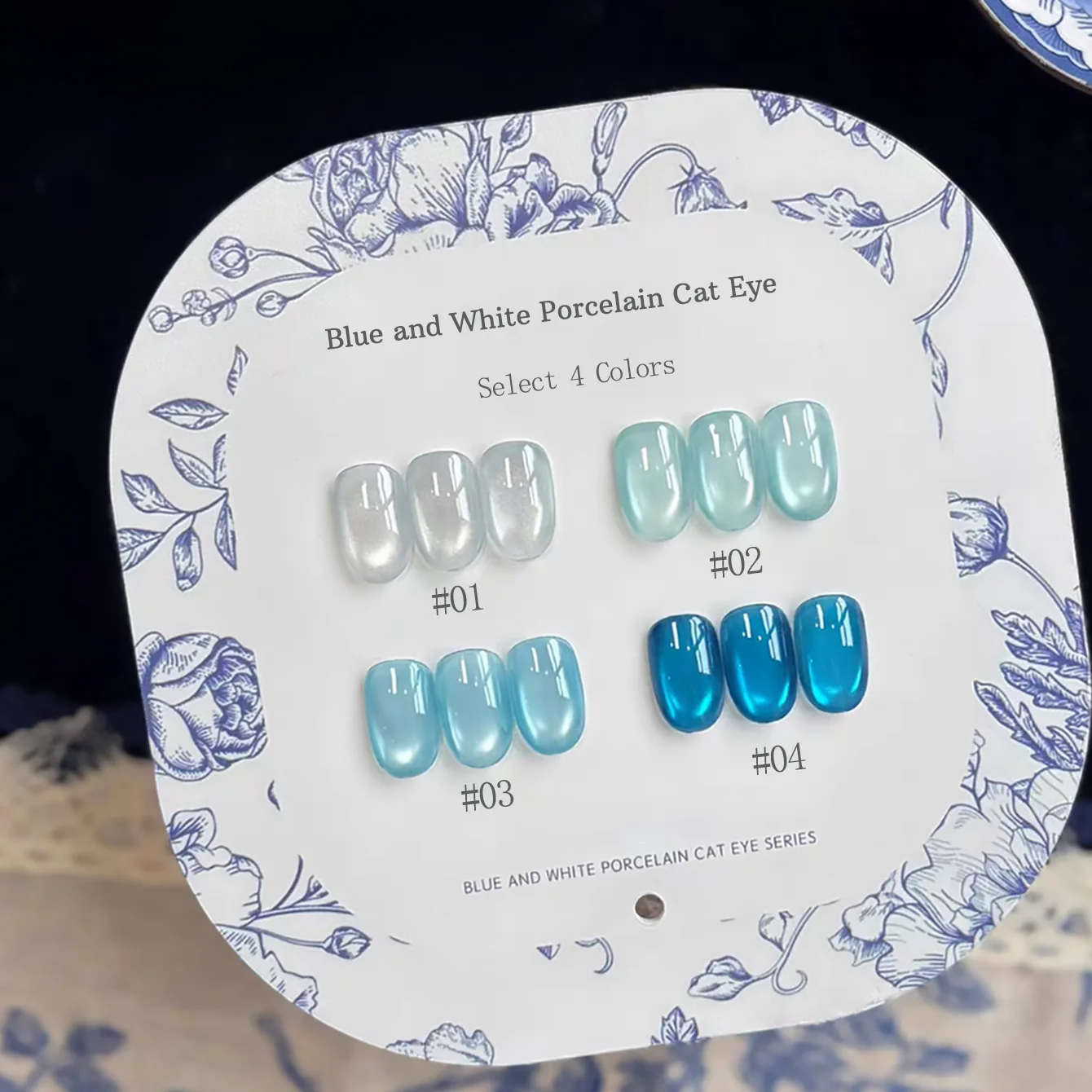 

1pcs TC Blue And White Porcelain Series Cat Eye Gel Nail Polish Ice Transparent Whitening Gentle Flash Blue Glass Bead Nail Art