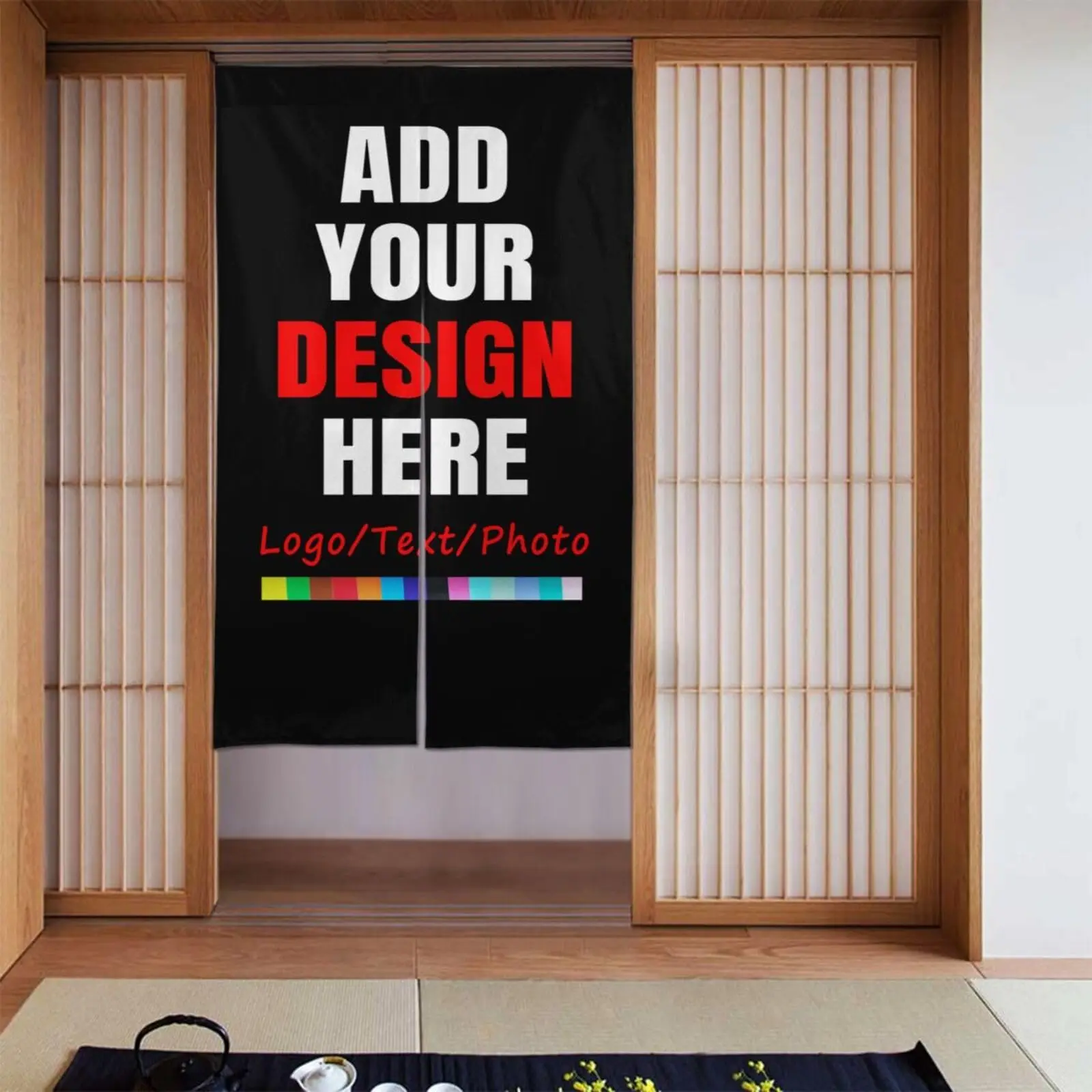 Custom Door Curtain Personalized Photo Text Logo Door Curtain Japanese Doorway Curtain for Dining Room Kitchen Privacy Decor