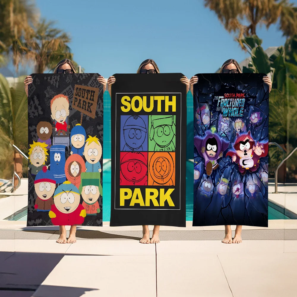 S-South Cartoon P-Parks Microfiber Blanket Quick Drying Beach Towels Oversized Printing Super Absorbent Pool Towel Blanket