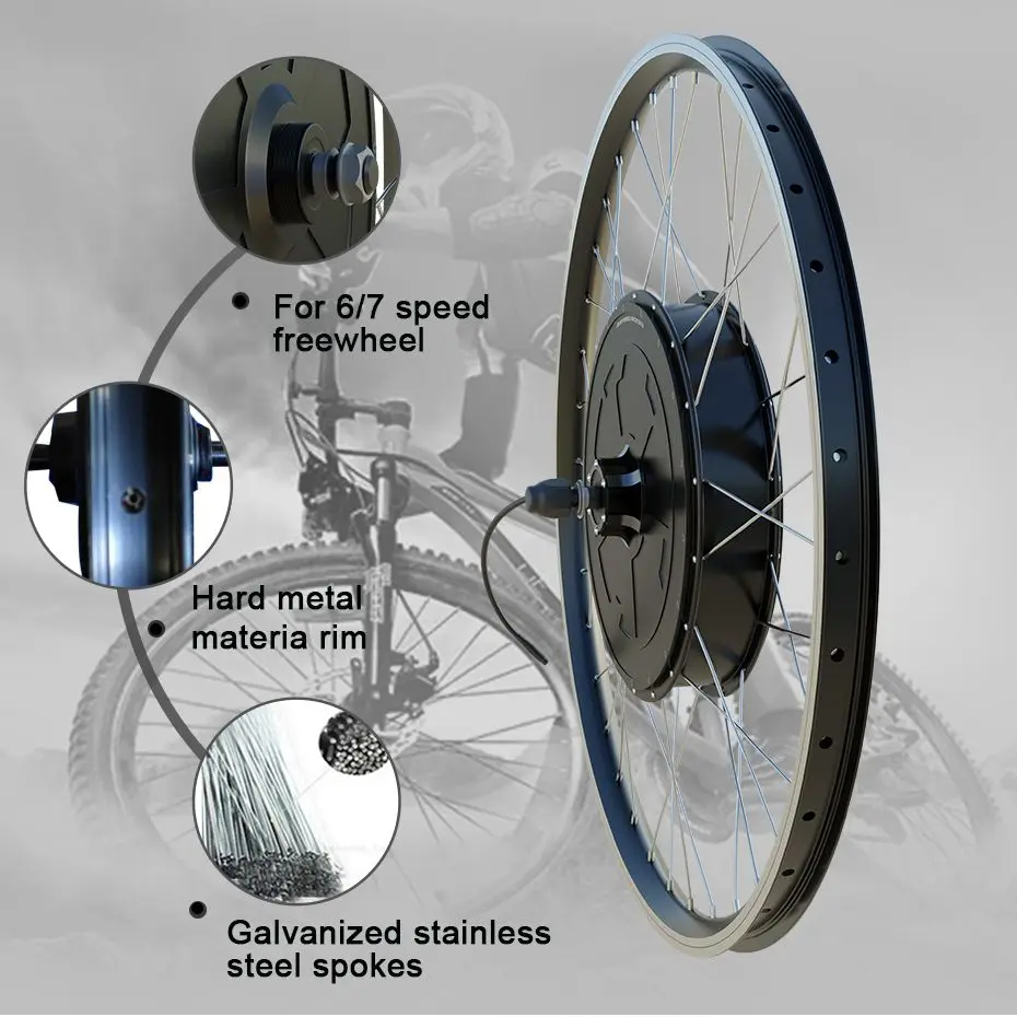 電動自転車ハブホイール,フロントおよびリアホイール,36v,48v,250w