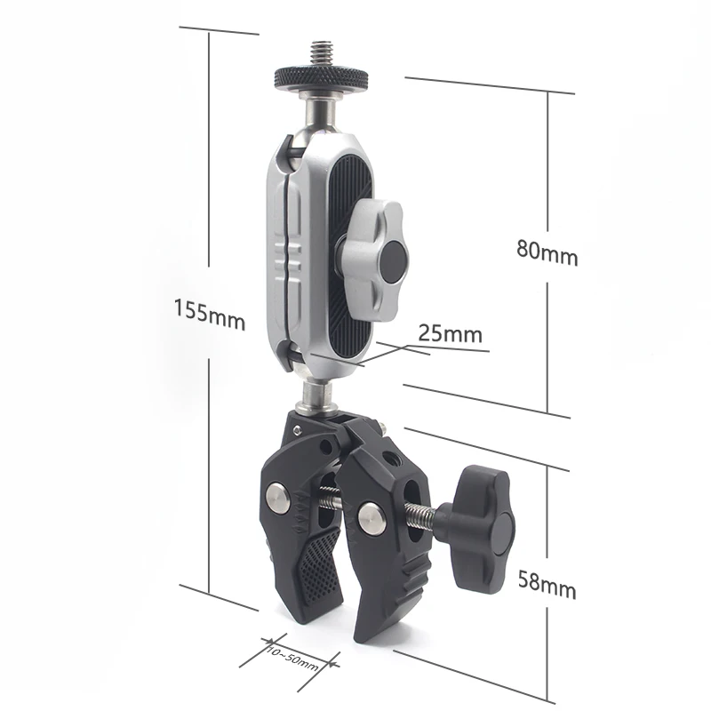 Aluminum Alloy Super Clamp with Double Ball Head Magic Arm 1/4