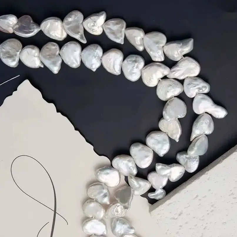 

13-17mm Heart Shape Natural Freshwater Pearl Baroque White Loose Beads Charms DIY Necklace Bracelet Earrings
