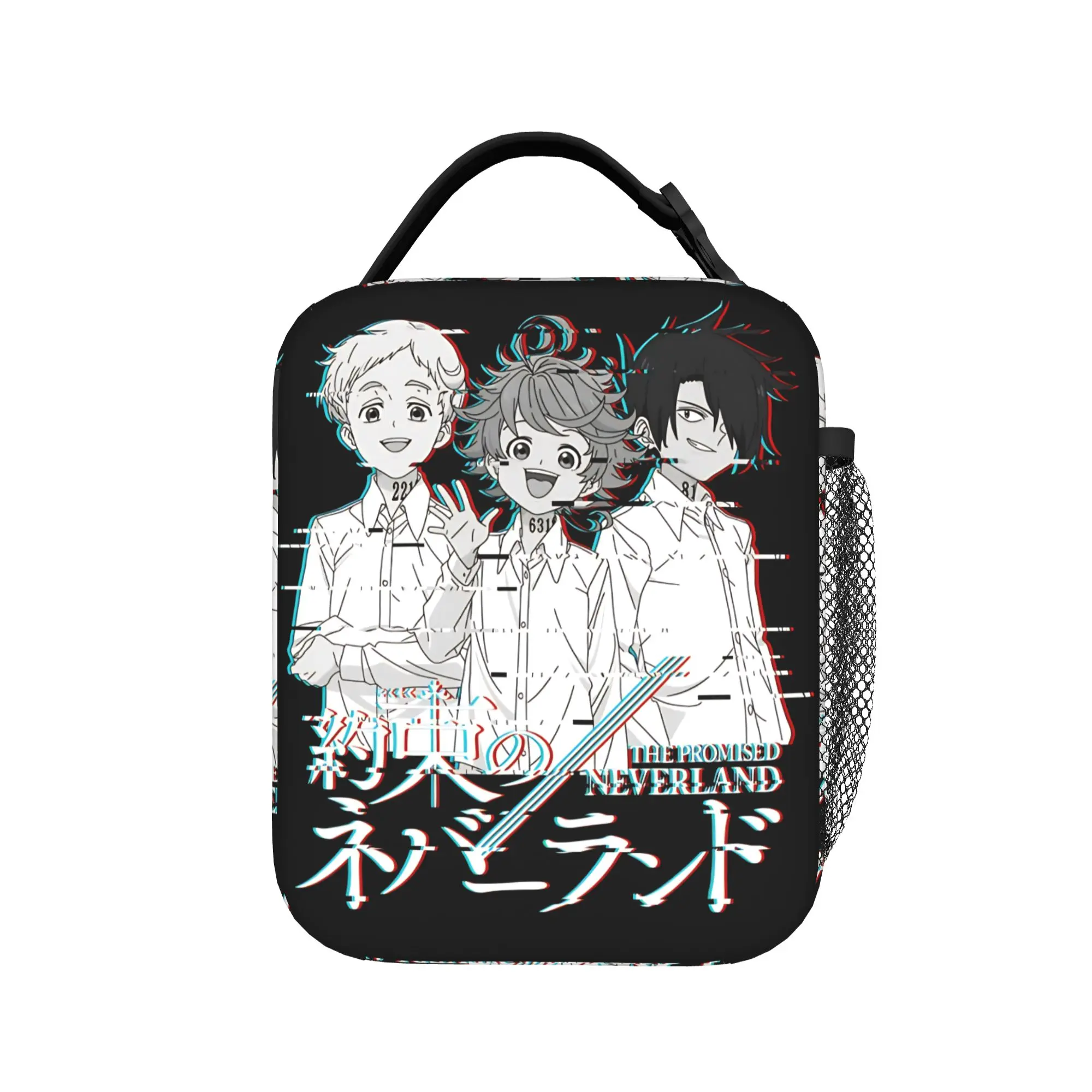 Neverland Glitch The Promised Neverland Lunch Bag Fashion Lunch Box Travel Zipper Tote Food Bags For Women Oxford Cooler Bag