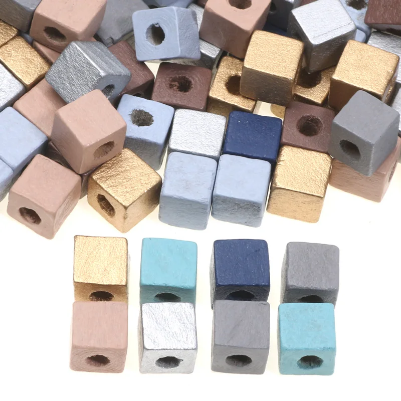 Square Wooden Beads 8mm 100pcs Morandi Color Wood Spacer Beads For Jewelry Making DIY Necklaces Bracelet Handicrafts Accessories