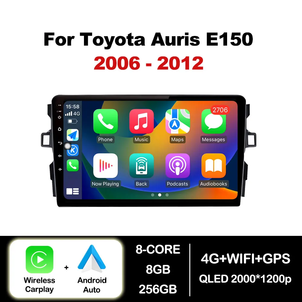 

Android Auto Car Radio Multimedia Player for Toyota Auris E150 2006 - 2012 Carplay GPS Navigation WiFi DSP Stereo Autoradio