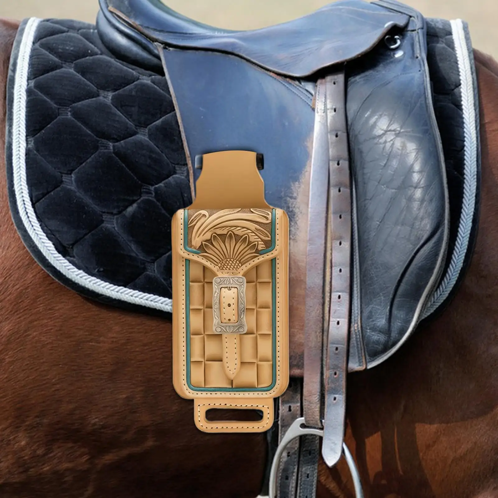 حافظة هاتف غربية للرجال ملحقات الفروسية حقيبة هاتف جلدية سرج لراكبي الدراجات الفروسية ومدربي الحصان