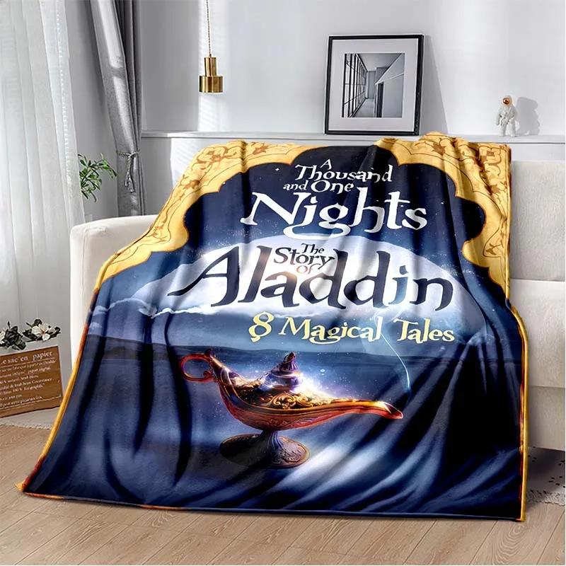 Disney Cartoon Aladdin Room Decoration Warm Blanket Comfortable Soft Portable Travel Picnic Blanket Gift for Family or Friends