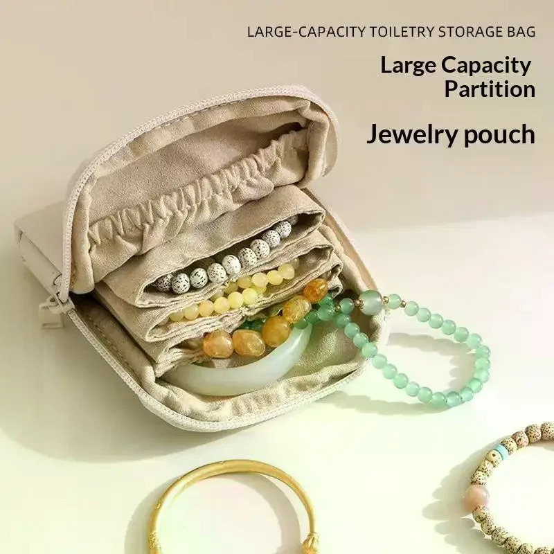 6-Layer Jewelry Storage Bag, PU Jewelry Pouch Bags For Watch Bracelet Rings Earring Crystal, Portable Travel Jewelry Case