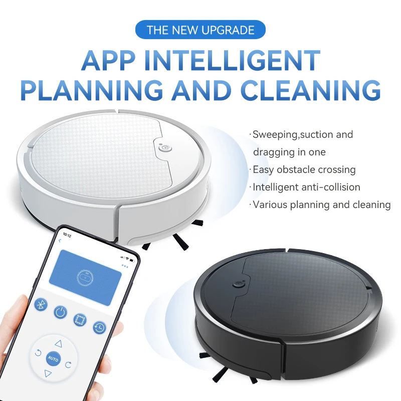 2024 New Super Quiet Smart Household APP Remote Control Sweeping Robot Vacuum Cleaner Intelligent Sweeping Dragging Home Office