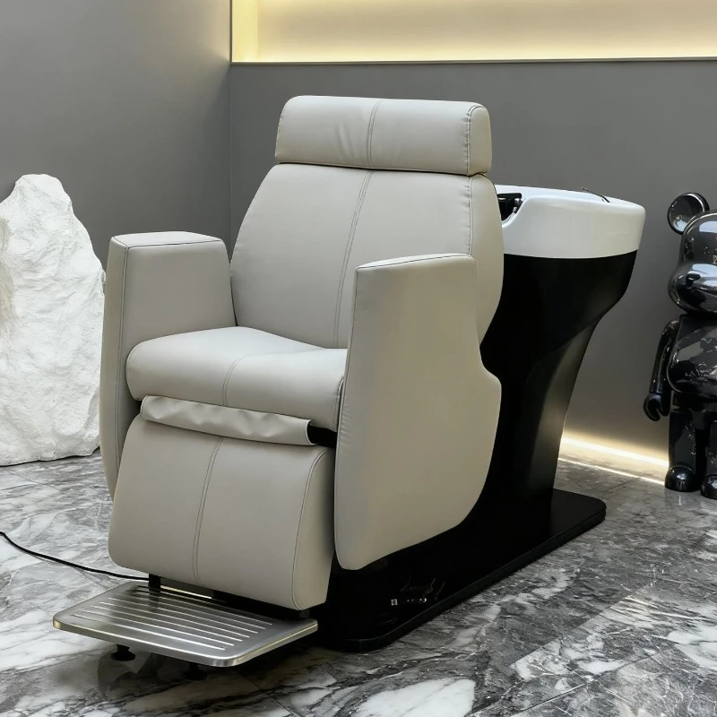 Hair salon special multi-functional rotating electric lift shampoo bed Barber shop semi-full lying dual-purpose bed